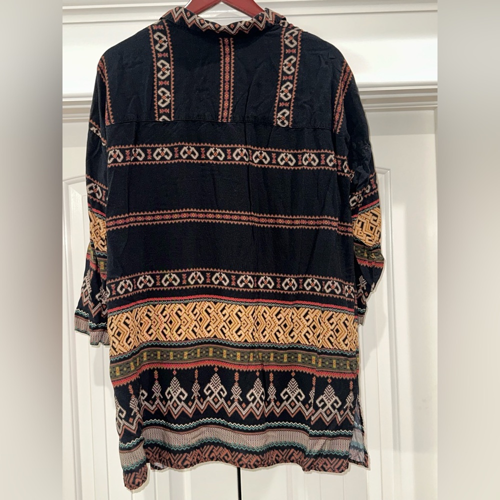 Uncle Frank Multi-Color Tribal Popover Top Tunic Blouse | Size Large - Picture 3 of 4